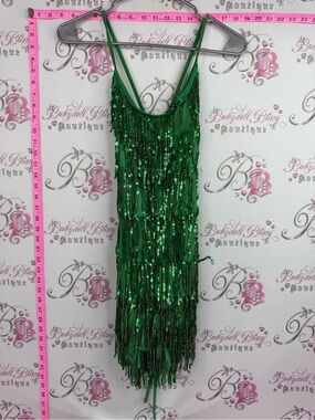 SHEIN flapper dress Shimmering Green Sequin Fringe Dress sequins sparkly